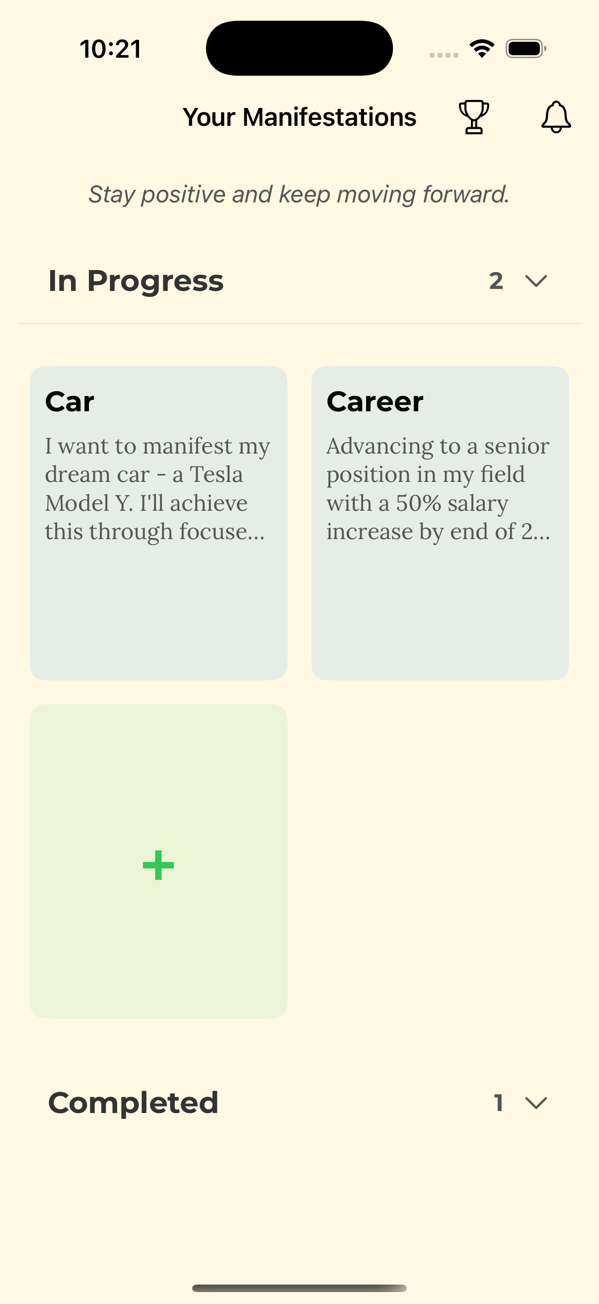 Daily Manifestation Screen